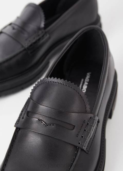Vagabond D60R274 couro preto homens mocassim johnny 2.0 calçados