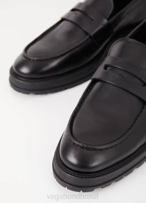 Vagabond D60R275 couro preto homens mocassim johnny 2.0 calçados