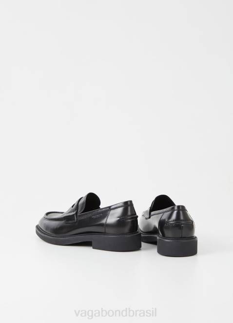 Vagabond D60R279 couro polido preto homens alex m mocassim calçados