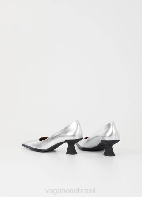 Vagabond D60R113 couro metálico prateado mulheres bombas de plantio direto calçados