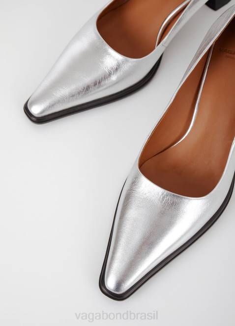 Vagabond D60R113 couro metálico prateado mulheres bombas de plantio direto calçados