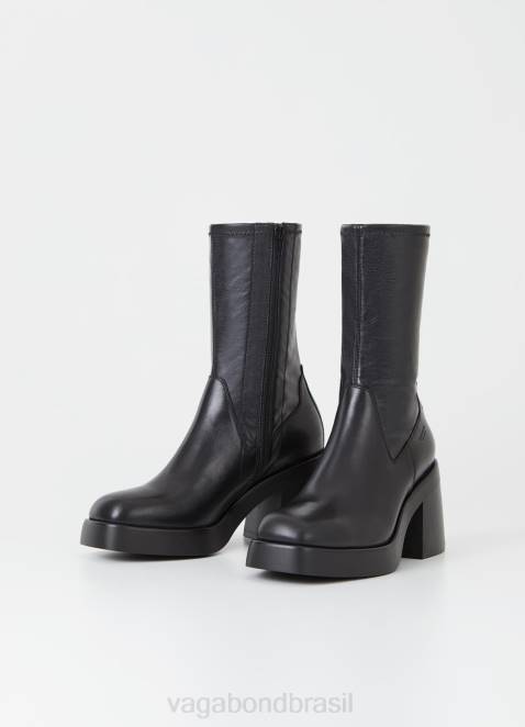 Vagabond D60R205 couro preto/pente mulheres botas Brooke calçados