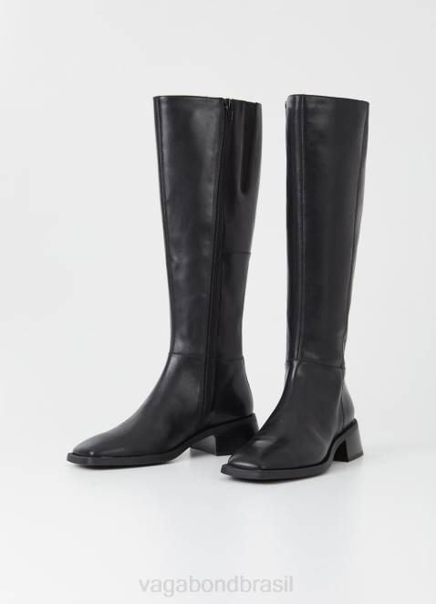 Vagabond D60R210 couro preto mulheres botas altas brancas calçados