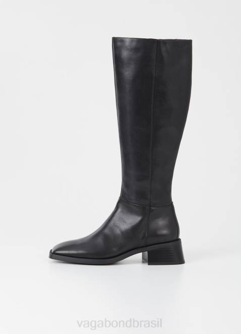 Vagabond D60R210 couro preto mulheres botas altas brancas calçados