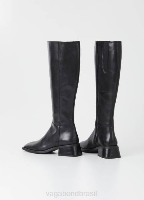 Vagabond D60R210 couro preto mulheres botas altas brancas calçados