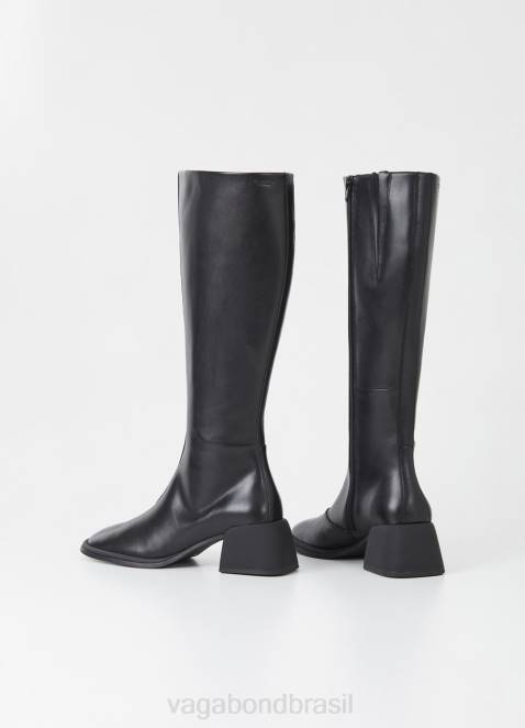 Vagabond D60R212 couro preto mulheres botas altas ansie calçados