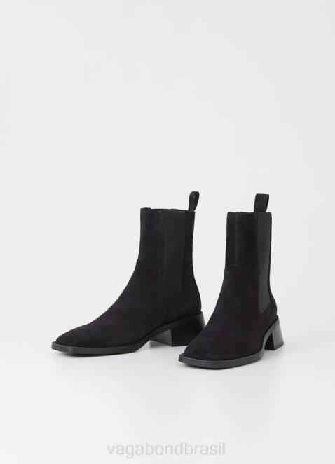 Vagabond D60R213 Camurça preta mulheres botas brancas calçados