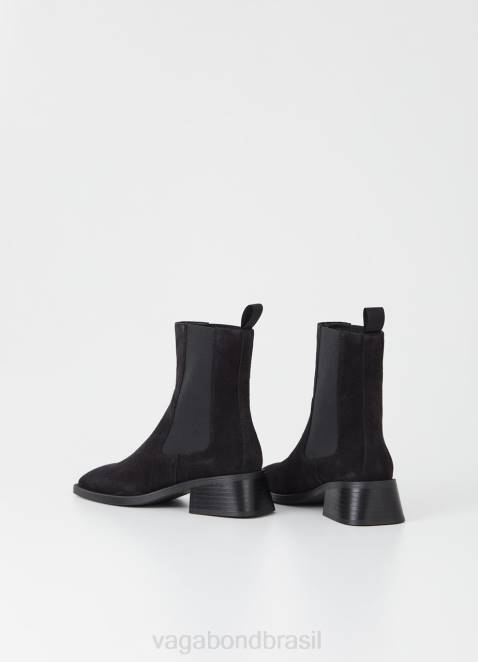 Vagabond D60R213 Camurça preta mulheres botas brancas calçados