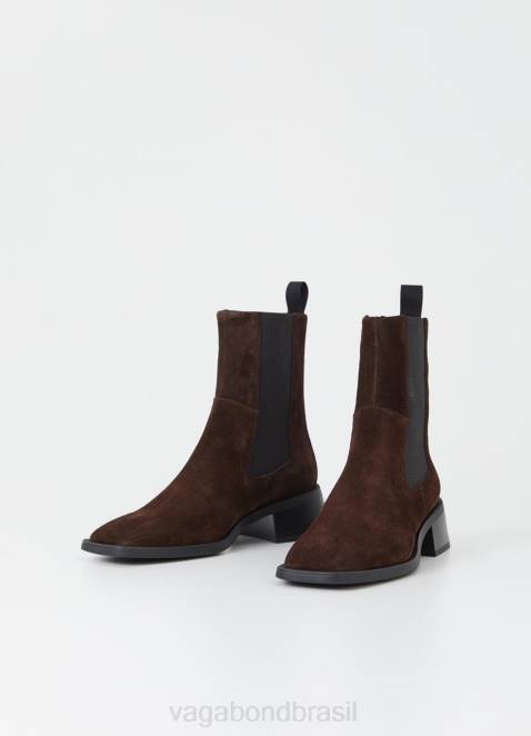Vagabond D60R214 camurça marrom escuro mulheres botas brancas calçados