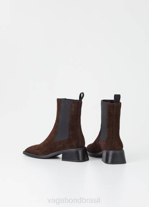 Vagabond D60R214 camurça marrom escuro mulheres botas brancas calçados