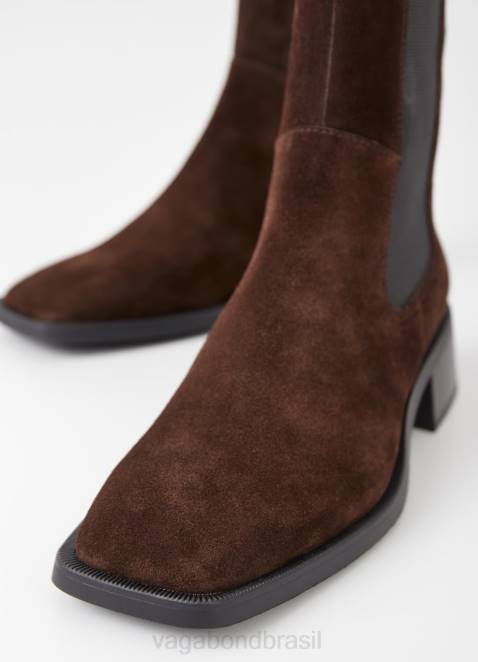 Vagabond D60R214 camurça marrom escuro mulheres botas brancas calçados
