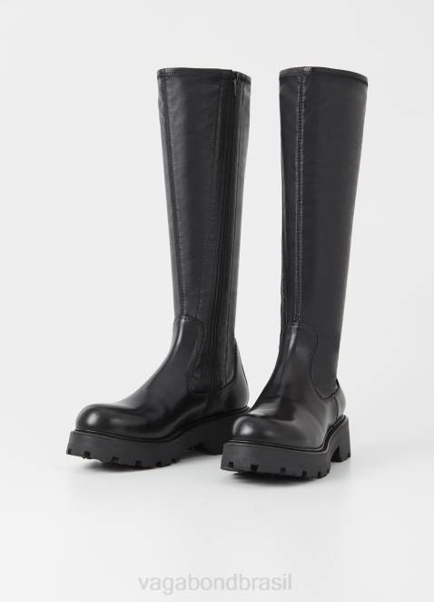 Vagabond D60R217 couro preto/pente mulheres botas altas cosmo 2.0 calçados