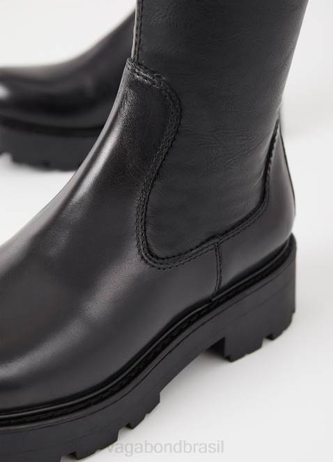 Vagabond D60R217 couro preto/pente mulheres botas altas cosmo 2.0 calçados