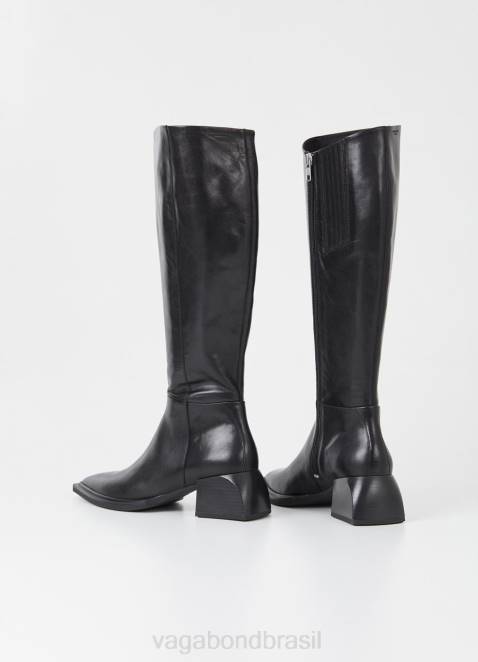 Vagabond D60R220 couro preto mulheres botas altas vivian calçados
