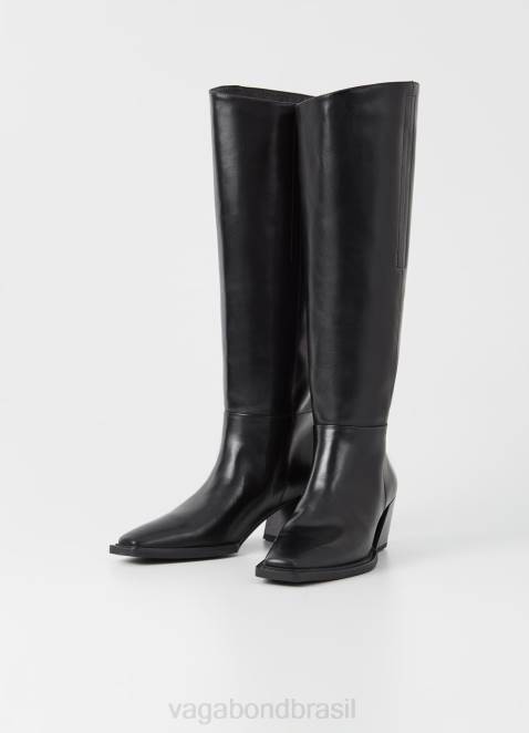 Vagabond D60R221 couro preto mulheres botas altas alina calçados
