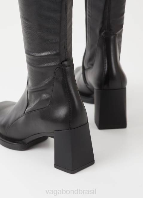 Vagabond D60R222 couro preto/stretch sintético mulheres Edwina botas altas calçados