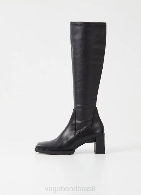 Vagabond D60R222 couro preto/stretch sintético mulheres Edwina botas altas calçados