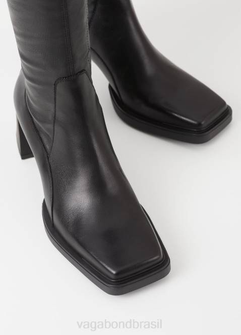 Vagabond D60R222 couro preto/stretch sintético mulheres Edwina botas altas calçados