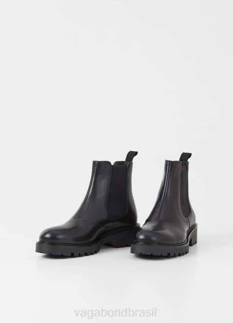 Vagabond D60R224 couro preto mulheres botas kenova calçados