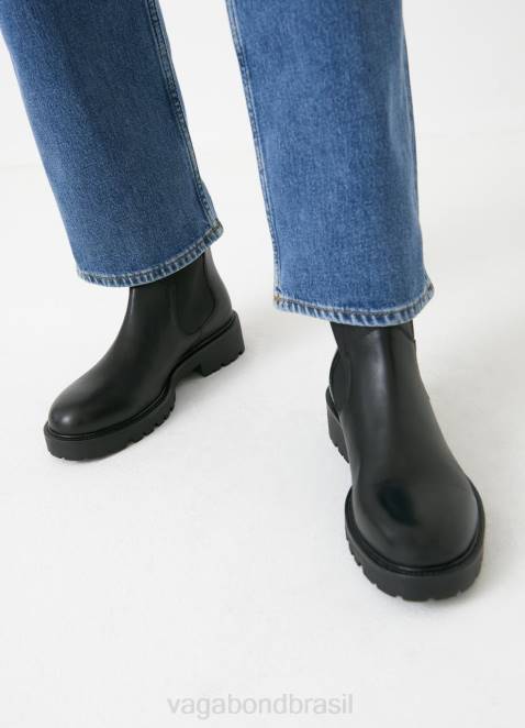 Vagabond D60R227 couro preto mulheres botas kenova calçados