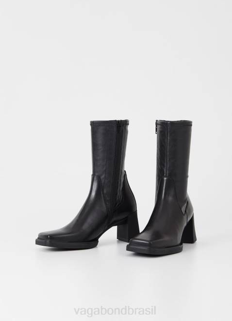 Vagabond D60R228 couro preto/stretch sintético mulheres botas edwina calçados