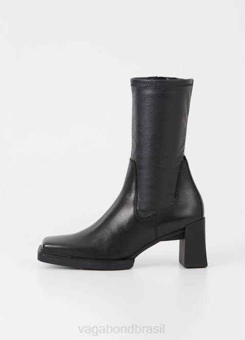 Vagabond D60R228 couro preto/stretch sintético mulheres botas edwina calçados