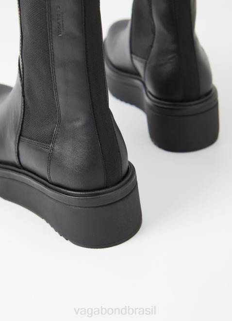 Vagabond D60R229 couro preto mulheres botas tara calçados