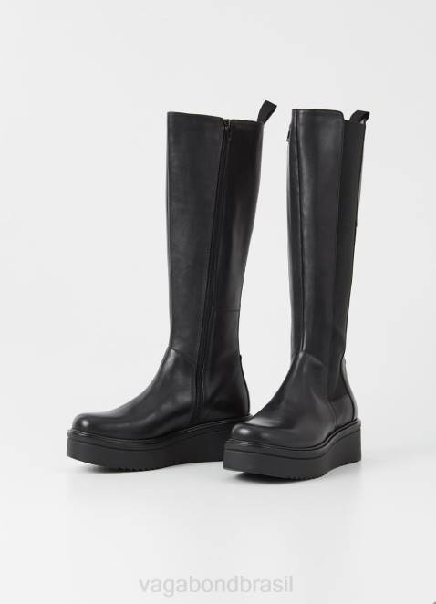 Vagabond D60R231 couro preto mulheres tara botas altas calçados