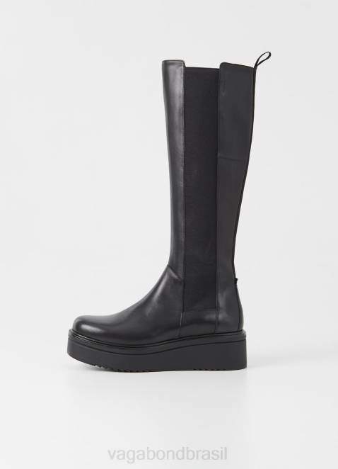 Vagabond D60R231 couro preto mulheres tara botas altas calçados