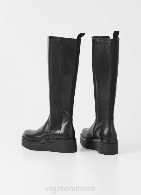 Vagabond D60R231 couro preto mulheres tara botas altas calçados