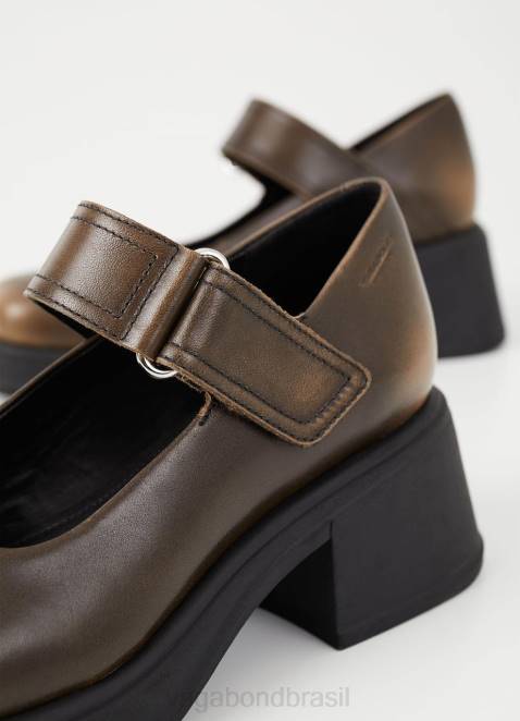 Vagabond D60R100 escova de couro marrom mulheres bombas dorah calçados