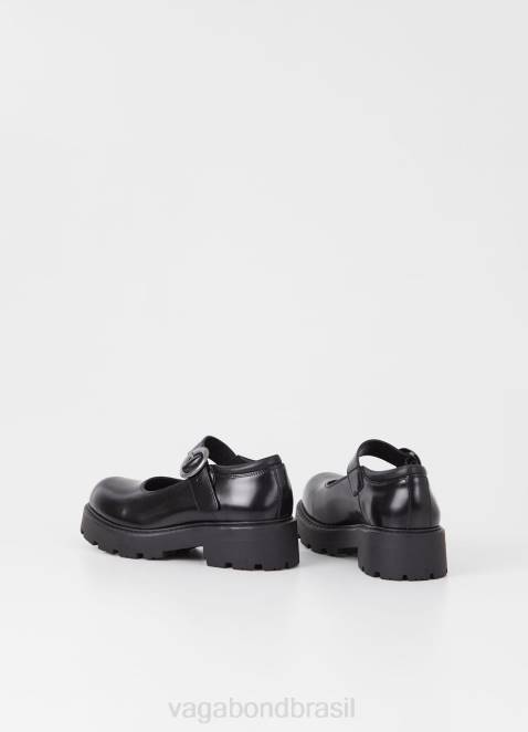 Vagabond D60R103 couro polido preto mulheres tênis cosmo 2.0 calçados