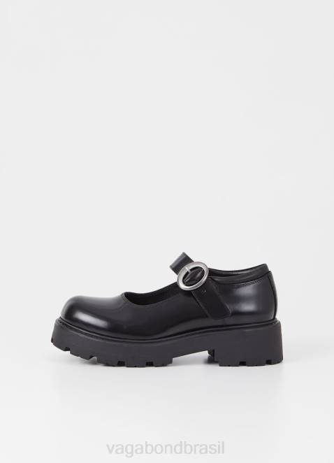 Vagabond D60R103 couro polido preto mulheres tênis cosmo 2.0 calçados