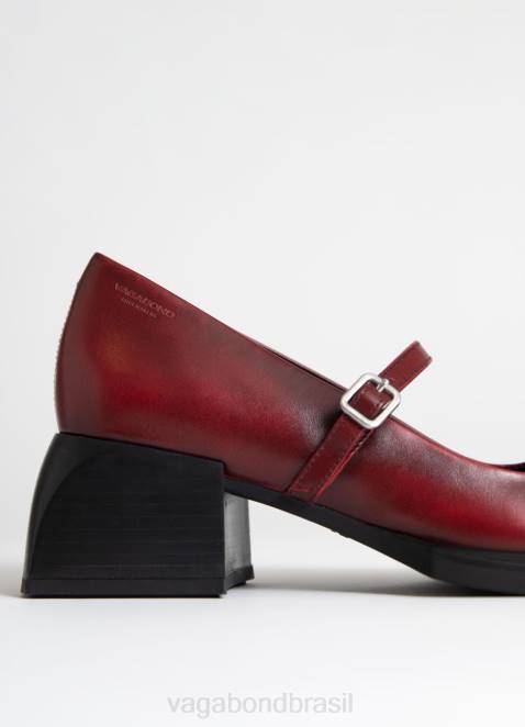 Vagabond D60R96 escova vermelha de couro mulheres bombas vivian calçados