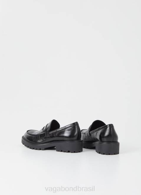 Vagabond D60R134 couro envernizado preto mulheres mocassim kenova calçados