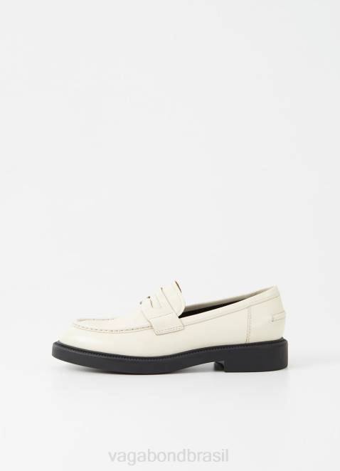 Vagabond D60R138 couro polido off white mulheres alex w mocassim calçados