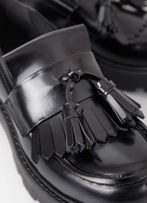 Vagabond D60R158 couro polido preto mulheres mocassim cosmo 2.0 calçados