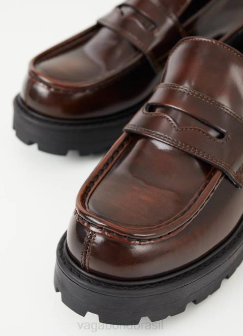 Vagabond D60R163 couro polido marrom mulheres mocassim cosmo 2.0 calçados