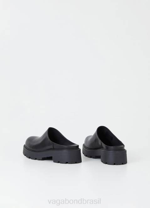 Vagabond D60R128 couro preto mulheres mulas cosmo 2.0 calçados