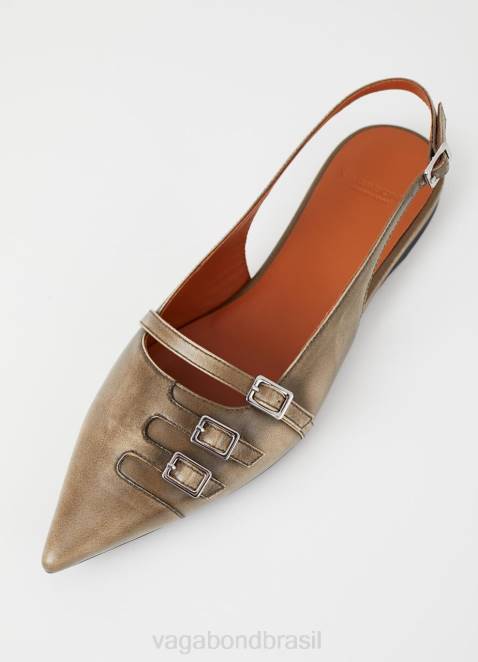 Vagabond D60R191 escova de couro cinza mulheres sapatos de hermim calçados