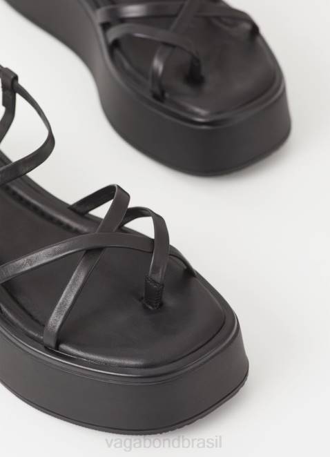 Vagabond D60R23 couro preto mulheres sandálias de corte calçados