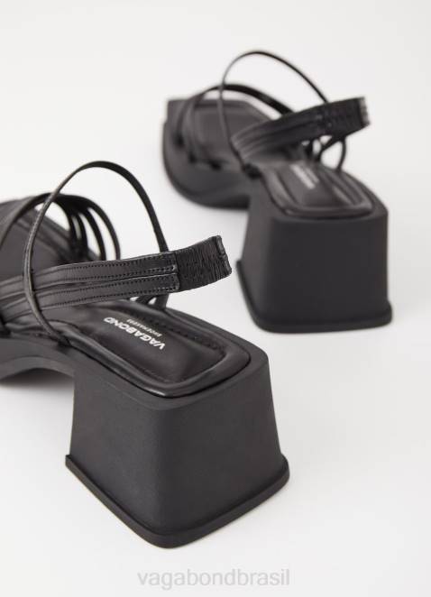 Vagabond D60R28 couro preto mulheres sandália hennie calçados