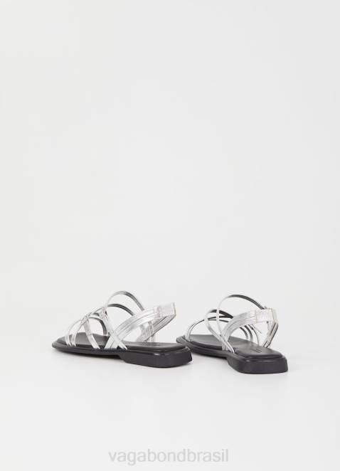 Vagabond D60R29 couro metálico prateado mulheres sandálias izzy calçados
