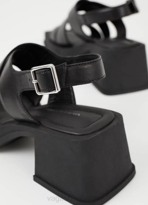 Vagabond D60R31 couro preto mulheres sandália hennie calçados