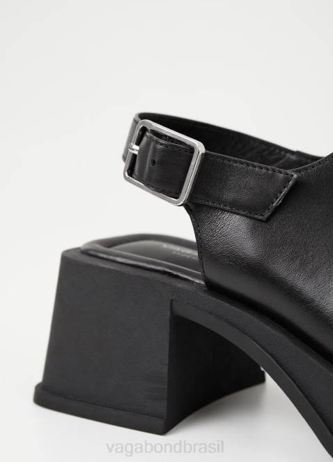 Vagabond D60R32 couro preto mulheres sandália hennie calçados