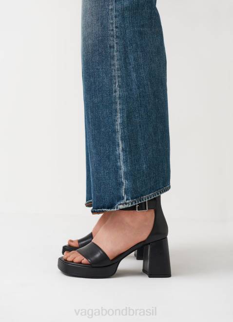 Vagabond D60R38 couro preto mulheres sandália fiona calçados
