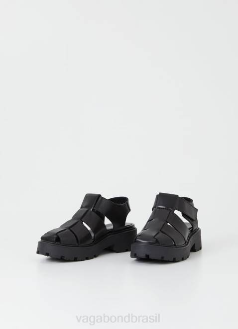 Vagabond D60R47 couro preto mulheres sandália cosmo 2.0 calçados