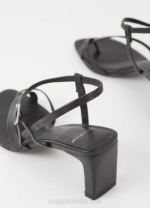 Vagabond D60R50 couro preto mulheres sandália luisa calçados