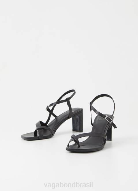 Vagabond D60R50 couro preto mulheres sandália luisa calçados