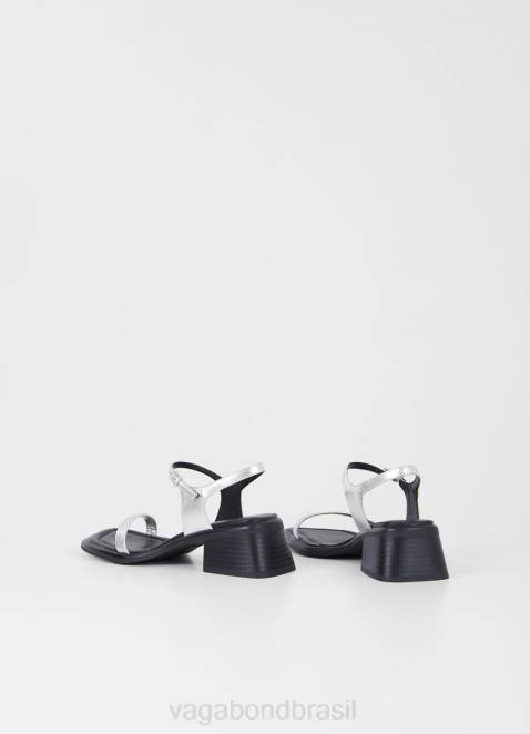 Vagabond D60R55 couro metálico prateado mulheres sandálias ines calçados
